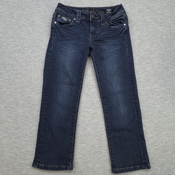 LA Idol USA Womens Blue Denim Capri Jeans Straight Leg Low Rise Size 0 W26/L18 - Picture 1 of 13